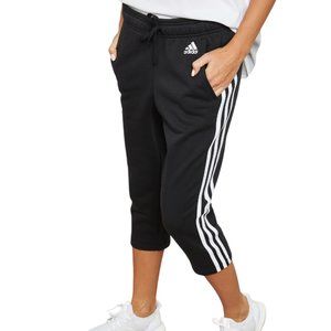 Adidas 3 Stripe 3 Quarter Women's Black White Track Running Pants Medium